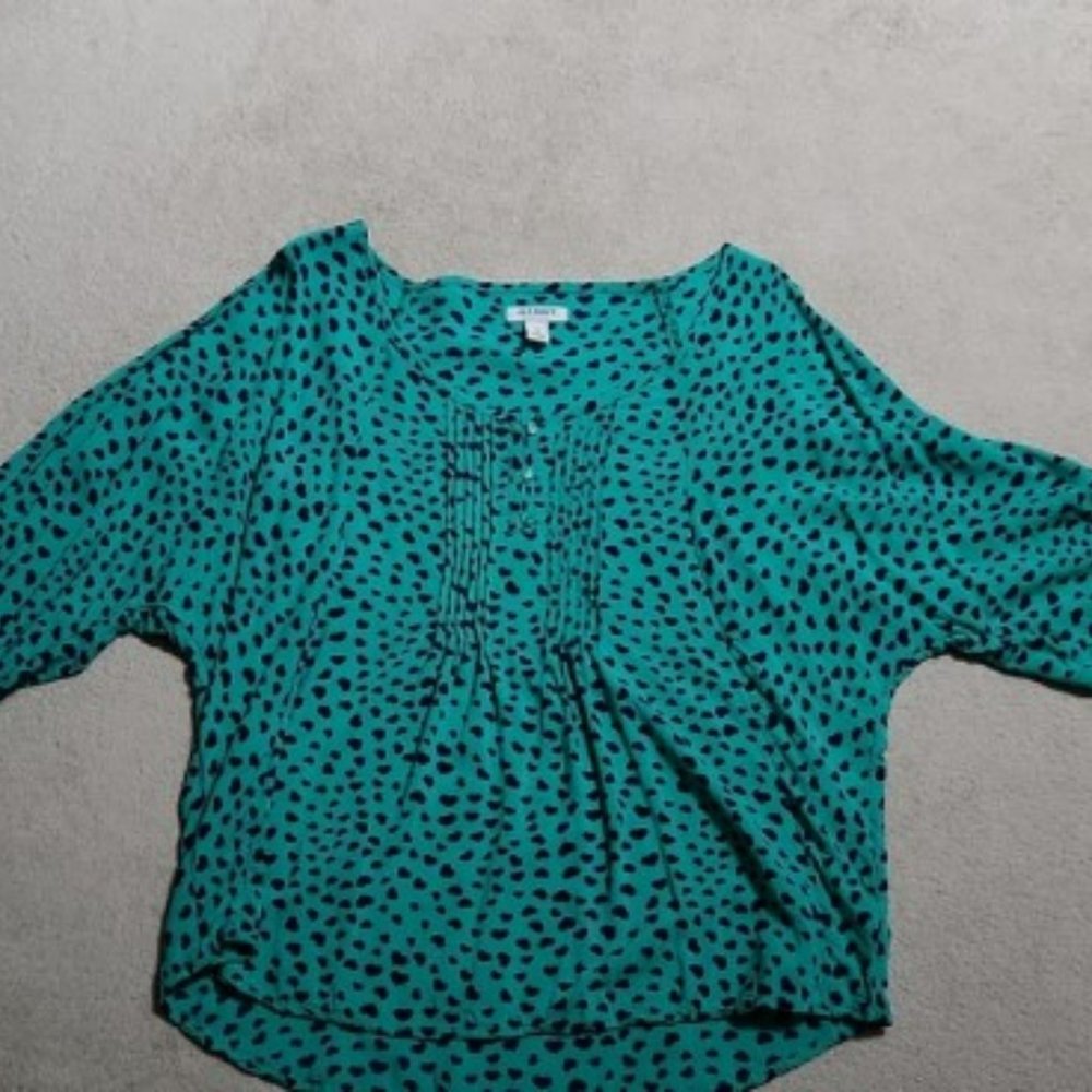 Old Navy Green and Blue Heart Blouse - Medium